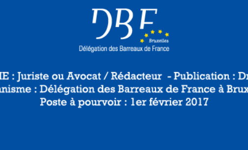 A partir du 1er février 2017 : Offre de VIE : Juriste ou Avocat / Rédacteur – Publication : Droit de l’UE